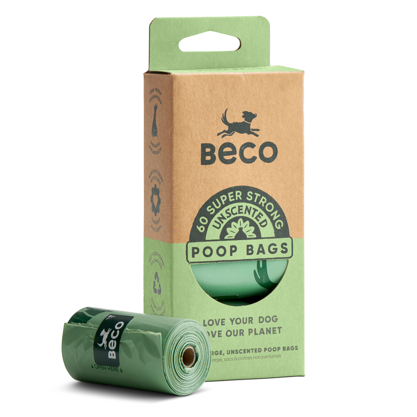 Beco Large Poop Bags - Unscented - 60 Pack