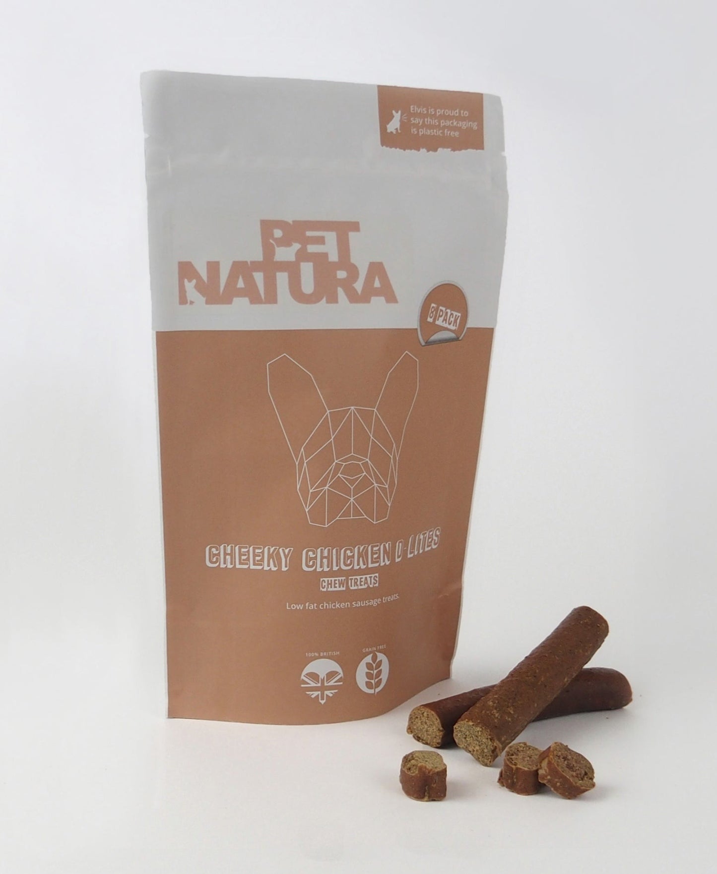 Cheeky Chicken D-Lites - Dog Chew Treats - 8 Chews per Pouch