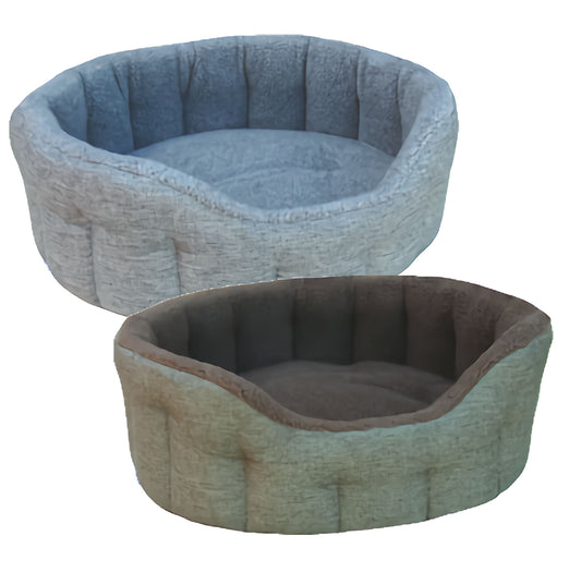P&L Premium Oval Drop Fronted Heavy Duty Basket Weave Fleece Lined Softee Beds