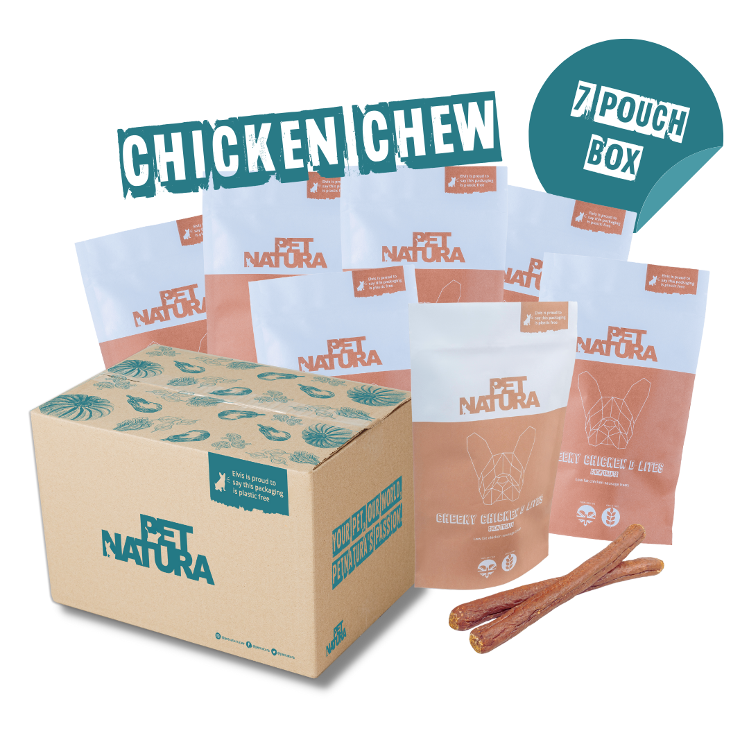 Cheeky Chicken D-Lites - Dog Chew Treats - 7 Pouch Multi Box - 56 Chew Treats